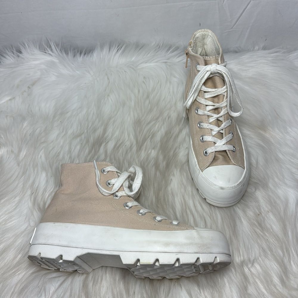 Sincerely Jules Women's Cream High-Top‎ Canvas Lug Sole Sneakers Sz 6.5
